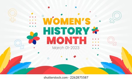 Women's History Month background. Womens History Month banner design. Celebrated annual in March, to mark women’s contribution to history. 