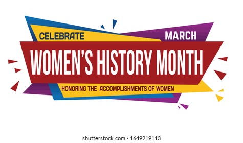 Women's history month banner design on white background, vector illustration
