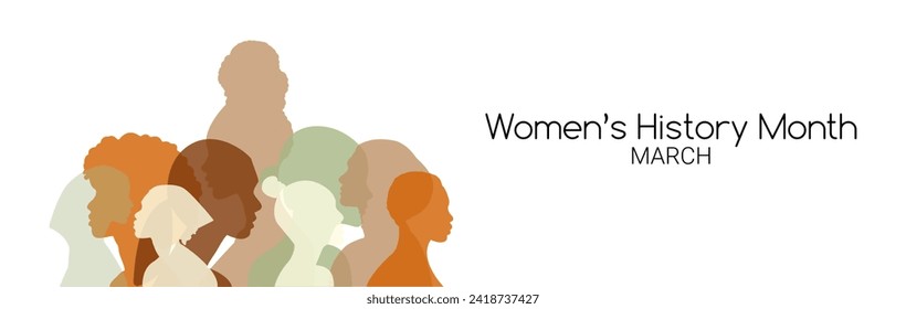 Women's History Month banner. Flat vector illustration.