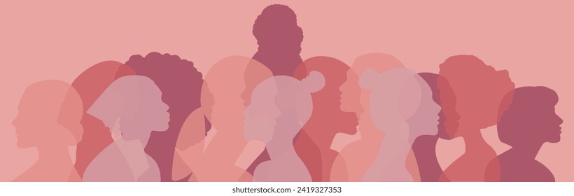 Women's History Month banner. Flat vector illustration.