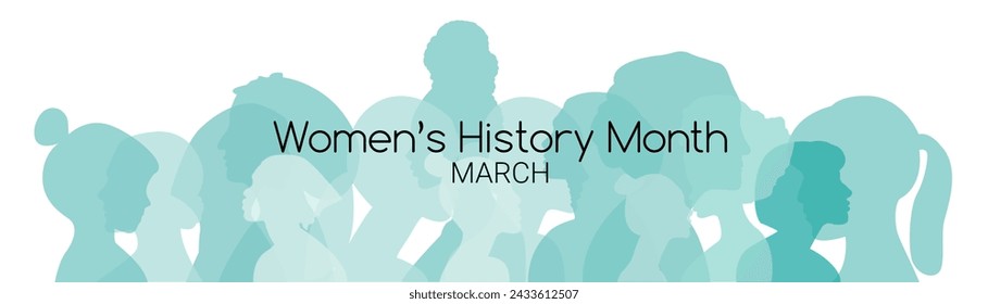 Women's History Month banner. Flat vector illustration.