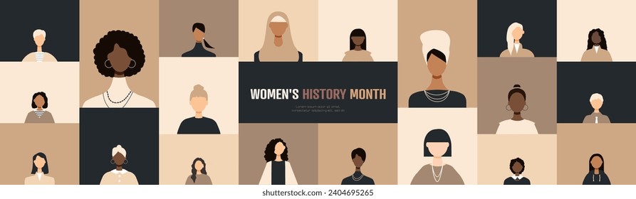 Women's History Month banner. Modern design.