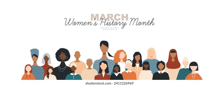 Women's History Month banner. Modern color design.