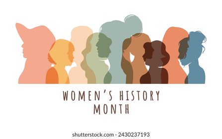 Women's History Month banner. Modern flat vector illustration.