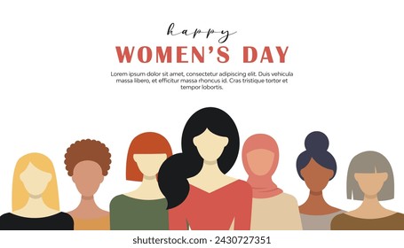 Women's History Month banner. Modern flat vector illustration.