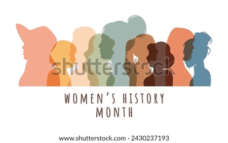 Women's History Month banner. Modern flat vector illustration.