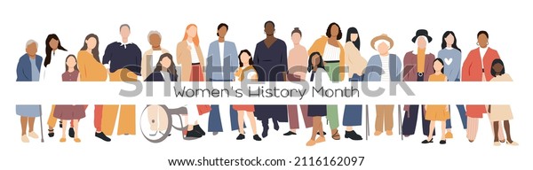 Women\'s\
History Month card. Flat vector\
illustration.