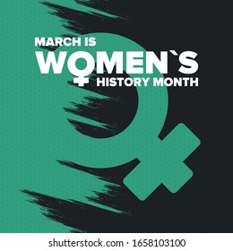 Women's History Month. Celebrated Annual In March, To Mark Women’s Contribution To History. Female Symbol. Women's Rights. Girl Power In World. Poster, Postcard, Banner. Vector Illustration