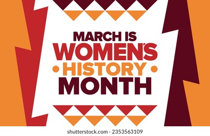Women's History Month. Celebrated annual in March, to mark women’s contribution to history. Female symbol. Women's rights. Girl power in world. Poster, postcard, banner. Vector illustration