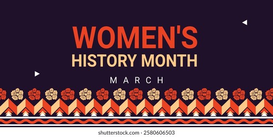Women's History Month. Celebrated annual in March, Women's rights. Girl power in world. Poster, postcard, banner illustration