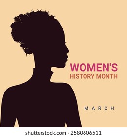 Women's History Month. Celebrated annual in March, Women's rights. Girl power in world. Poster, postcard, banner illustration