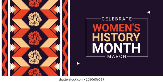 Women's History Month. Celebrated annual in March, Women's rights. Girl power in world. Poster, postcard, banner illustration