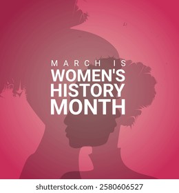 Women's History Month. Celebrated annual in March, Women's rights. Girl power in world. Poster, postcard, banner illustration