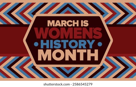 Women's History Month. Celebrated annual in March, to mark women’s contribution to history. Female symbol. Women's rights. Girl power in world. Poster, postcard, banner. Vector illustration