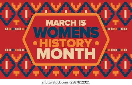 Women's History Month. Celebrated annual in March, to mark women’s contribution to history. Female symbol. Women's rights. Girl power in world. Poster, postcard, banner. Vector illustration