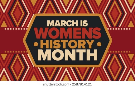 Women's History Month. Celebrated annual in March, to mark women’s contribution to history. Female symbol. Women's rights. Girl power in world. Poster, postcard, banner. Vector illustration