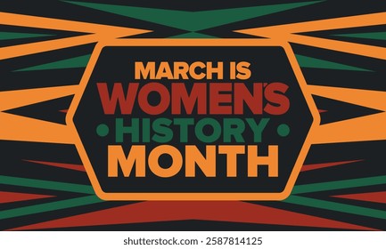 Women's History Month. Celebrated annual in March, to mark women’s contribution to history. Female symbol. Women's rights. Girl power in world. Poster, postcard, banner. Vector illustration