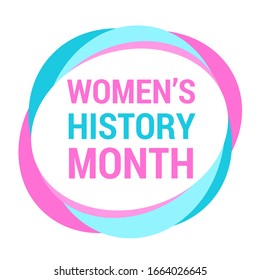 Women's History Month is celebrated in march. Text on the background abstract style. Banner, poster Women s History Month in the red, pink, blue colors for social media. square composition.