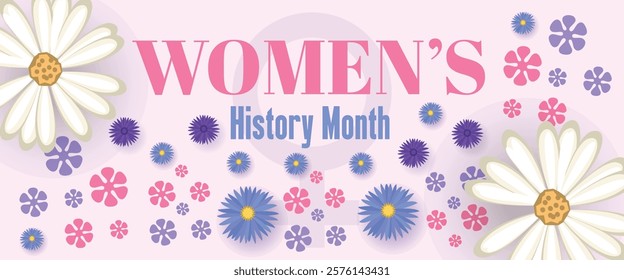 Women's History Month Celebration Banner. Womens History Month Background. Women's Contributions To Events In History and Contemporary Society Abstract Illustration Design