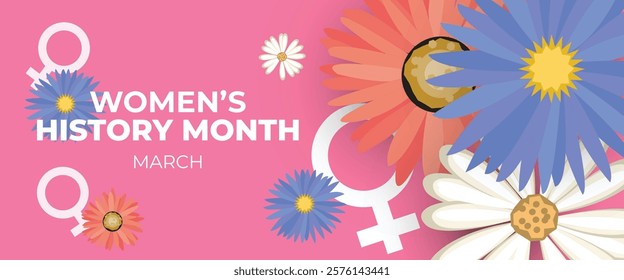 Women's History Month Celebration Banner. Womens History Month Background. Women's Contributions To Events In History and Contemporary Society Abstract Illustration Design