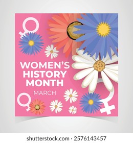 Women's History Month Celebration Banner. Womens History Month Background. Women's Contributions To Events In History and Contemporary Society Abstract Illustration Design