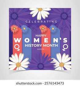 Women's History Month Celebration Banner. Womens History Month Background. Women's Contributions To Events In History and Contemporary Society Abstract Illustration Design