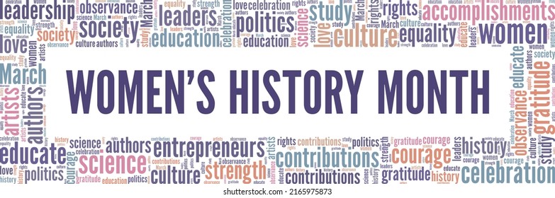 Women's History Month conceptual vector illustration word cloud isolated on white background.	