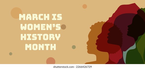 Womens History Month. Womens day celebration background design on march 8th. Vector illustration with copy space area.