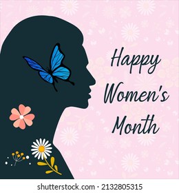 Women's History Month. Women's day. Poster with different womens.