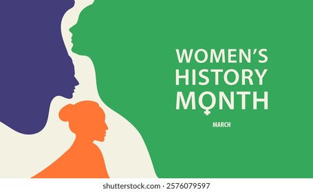 Womens History Month. Women's day. Poster with different women. 8 march