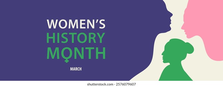 Womens History Month. Women's day. Poster with different women. 8 march