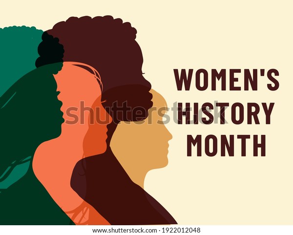 Womens History Month. Women\'s day. Poster with\
different women. 8\
march