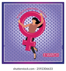 Women's History Month with feminine and Dynamic Pose. Perfect for promotion, awareness, and celebrations of women's achievements and their significant contributions to society.