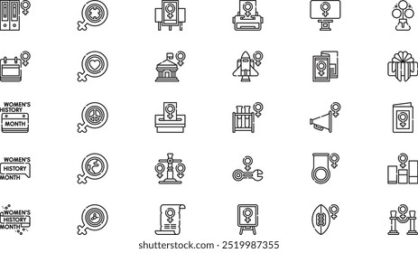 Womens history month icons High-Quality Vector Icons Collection with Editable Stroke. Ideal for Professional and Creative Projects.