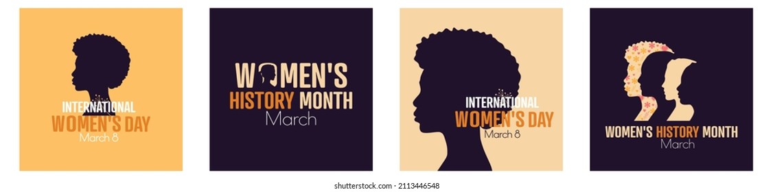 Women's History Month, International Women's Day set.