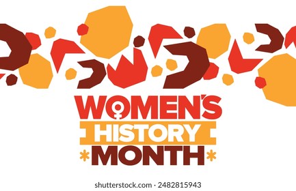 Mes de la Historia de la Mujer en marzo. Derechos de la mujer e igualdad. Poder femenino en el mundo. Símbolo femenino en el Vector. Se celebra anualmente para conmemorar la contribución de la mujer a la historia. Póster, postal, ilustración