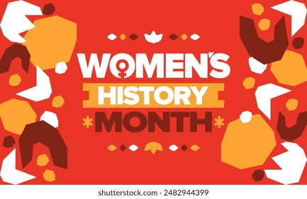 Mes de la Historia de la Mujer en marzo. Derechos de la mujer e igualdad. Poder femenino en el mundo. Símbolo femenino en el Vector. Se celebra anualmente para conmemorar la contribución de la mujer a la historia. Póster, postal, ilustración