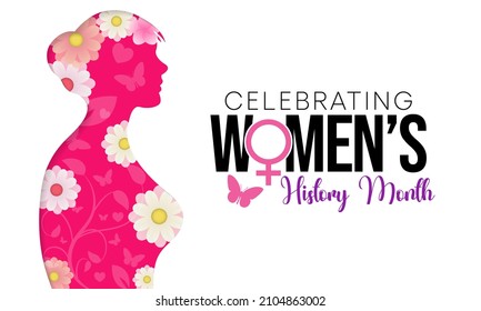 Women's History month is observed every year in March, is an annual declared month that highlights the contributions of women to events in history and contemporary society. Vector illustration design.