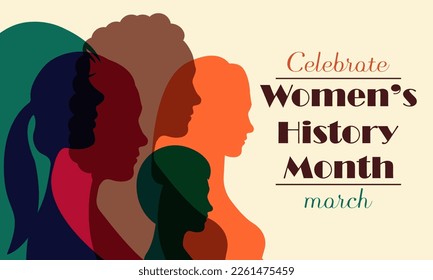 El mes de la Historia de la Mujer se celebra cada año en marzo, es un mes anual declarado que destaca la contribución de las mujeres a los acontecimientos de la historia y la sociedad contemporánea. Diseño de ilustración de vector