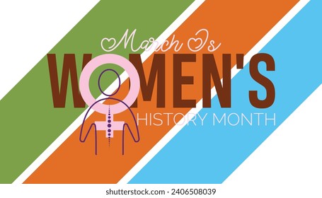 Women's History month is observed every year in March. Holiday, poster, card and background vector illustration design.