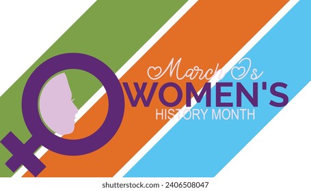 Women's History month is observed every year in March. Holiday, poster, card and background vector illustration design.