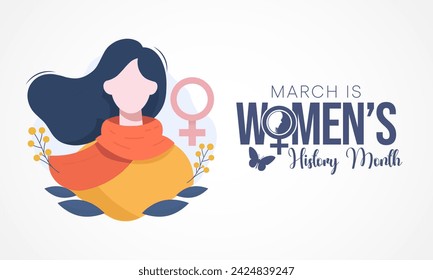 Women's History month is observed every year in March, is an annual declared month that highlights the contributions of women to events in history and contemporary society. Vector illustration design.