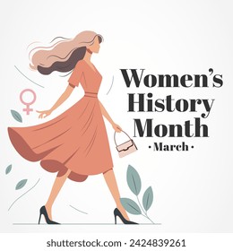 Women's History month is observed every year in March, is an annual declared month that highlights the contributions of women to events in history and contemporary society. Vector illustration design.