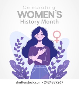 Women's History month is observed every year in March, is an annual declared month that highlights the contributions of women to events in history and contemporary society. Vector illustration design.