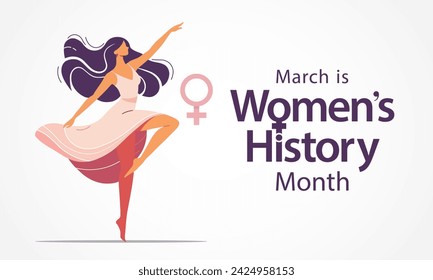 Women's History month is observed every year in March, is an annual declared month that highlights the contributions of women to events in history and contemporary society. Vector illustration design.