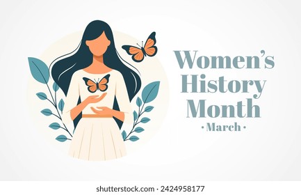 Women's History month is observed every year in March, is an annual declared month that highlights the contributions of women to events in history and contemporary society. Vector illustration design.