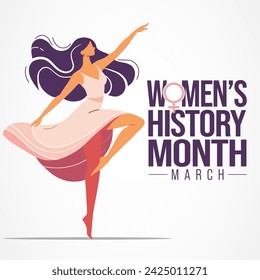 Women's History month is observed every year in March, is an annual declared month that highlights the contributions of women to events in history and contemporary society. Vector illustration design.