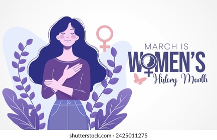 Women's History month is observed every year in March, is an annual declared month that highlights the contributions of women to events in history and contemporary society. Vector illustration design.