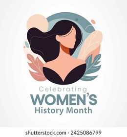 El mes de la historia de la mujer se celebra todos los años en marzo, mes declarado anual que destaca las contribuciones de la mujer a los acontecimientos de la historia y la sociedad contemporánea. Diseño de ilustración vectorial.