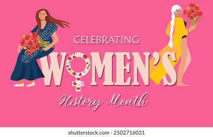 Women's History month is observed every year in March, is an annual declared month that highlights the contributions of women to events in history and contemporary society. Vector illustration design.